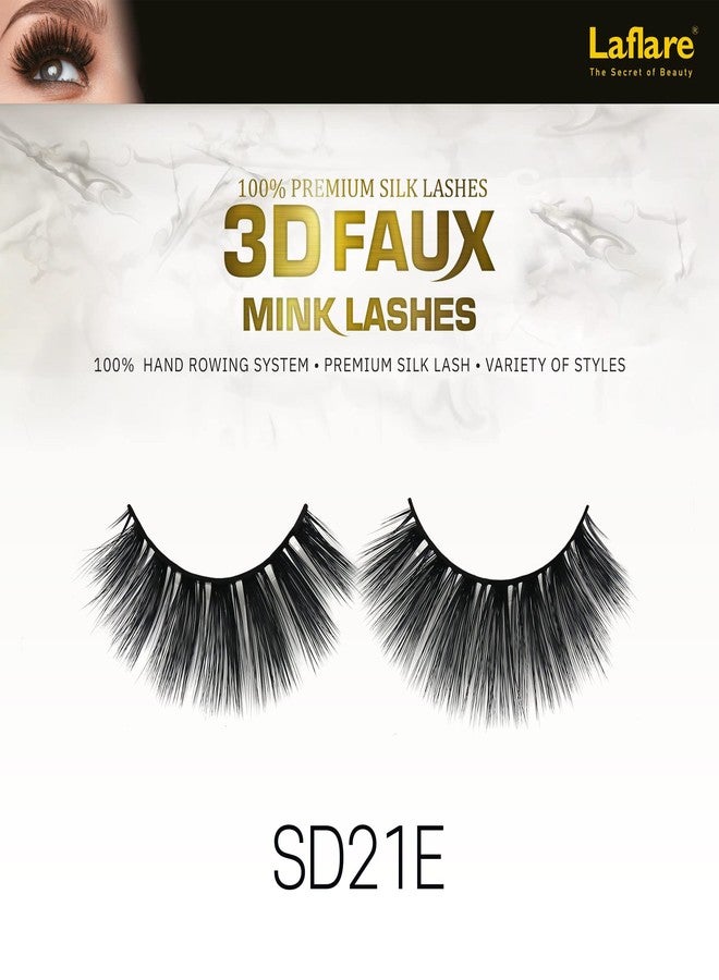 Laflare Silk Lashes 3D FAUX MINK Eyelashes, Light, Reusable, Handmade, Natural Looking, Professional Easy to Apply Eyelashes in a Knitted Style2-3 PACKS BUNDLE SPECIAL (3, SD21E) - Image 2